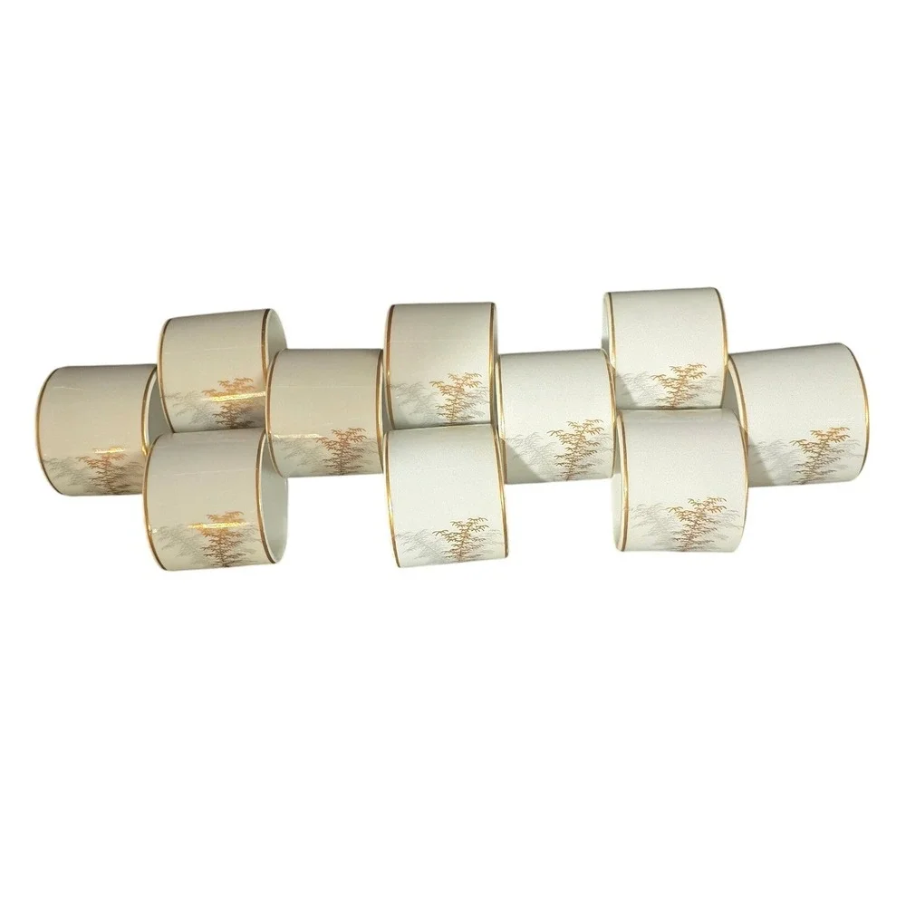 Fukagawa Arita Porcelain Pattern 901 Napkin Rings Set of 10 Hand Painted